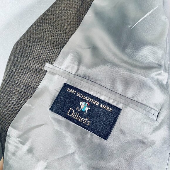 Hart Schaffner Marx Suit Mens 44R Brown Wool 2 Piece Blazer Pants 34x30 Union - Picture 8 of 16